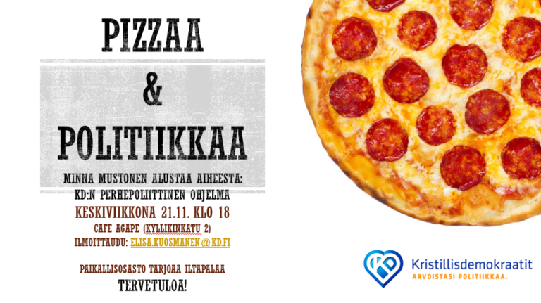 Pizzaa ja politiikkaa -keskusteluilta 21.11. klo 18