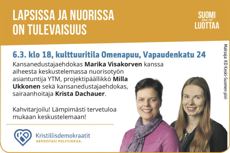 Marika Visakorpi ja Krista Dachauer vaalitapahtuma 6.3.